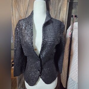 NWT lisli TIFFANY FULLER Black Sequin Sweater Blazer Jacket 8